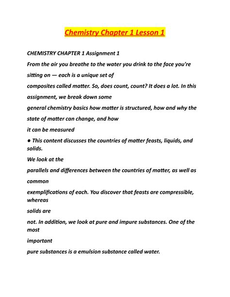 Chemistry Chapter 1 Lesson 1 Chemistry Chapter 1 Lesson 1 Chemistry