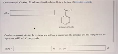 Solved Calculate The PH Of A 0 0641 Manilinium Chloride Chegg