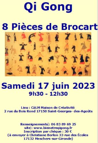 Qi Gong Pi Ces De Brocart Saint Bonnet Sur Gironde