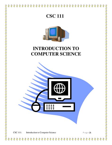 CSC 111 Lecture Materials CSC 111 Introduction To Computer Science P