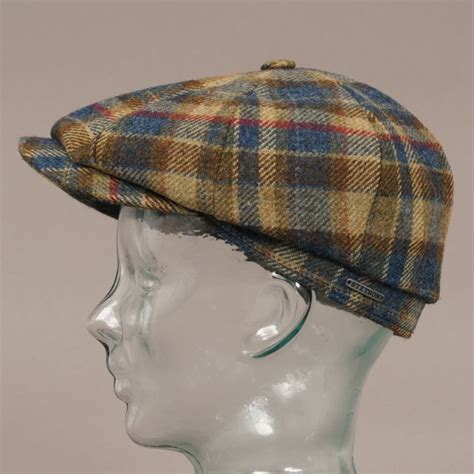 Stetson Wool Check Hatteras Cap Blue Check At Dandy Fellow