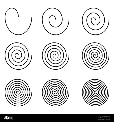 Line In Spiral Circle Form Spiral Swirl Shape Design Icon Set Vector