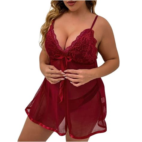 Owordtank Sexy Plus Size Lingerie For Women Lace Dress Nightwear