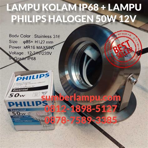 JUAL Lampu Kolam Halogen PHILIPS 50W SS 316 Sumber Lampu