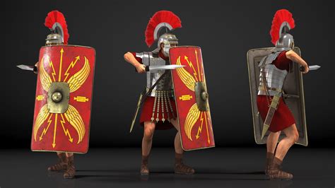 Legionario Romano Veterano Con Piel De Pose De Ataque Gladius Modelo 3D