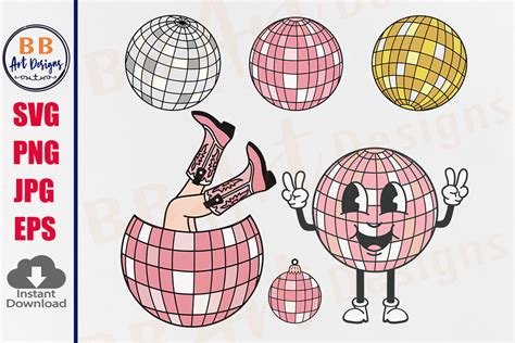 Disco Ball Vector Clipart Pink Gold SVG Graphic By BB Art Designs