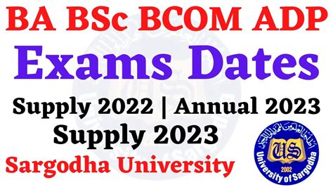 Ba Bsc Adp Bcom Part Supply Annual Exams Dates Sargodha