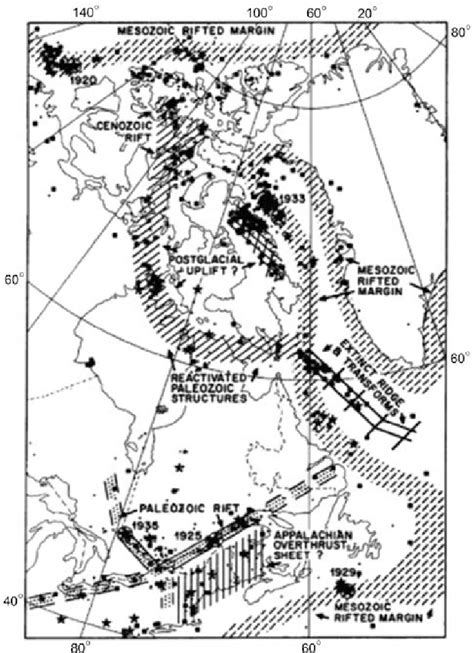 Earthquakes in eastern Canada (for M>3 since 1970, for M>4 since 1960 ...