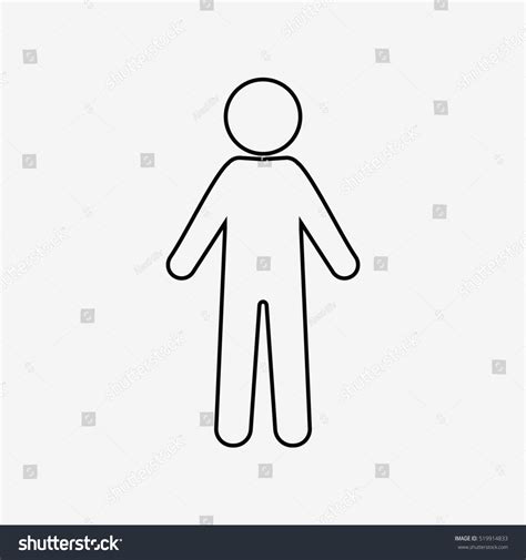 Man Standing Outline Flat Cartoon Icon Stock Illustration 519914833