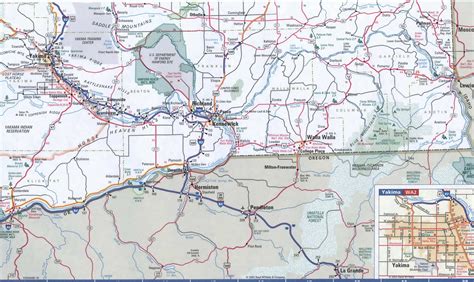 Map Of Washington Eastern Free Highway Road Map Wa With Cities Towns