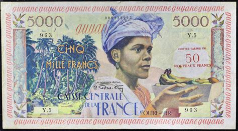 GUYANE FRANÇAISE FRENCH GUIANA50 nouveaux francs surchargé sur 5000