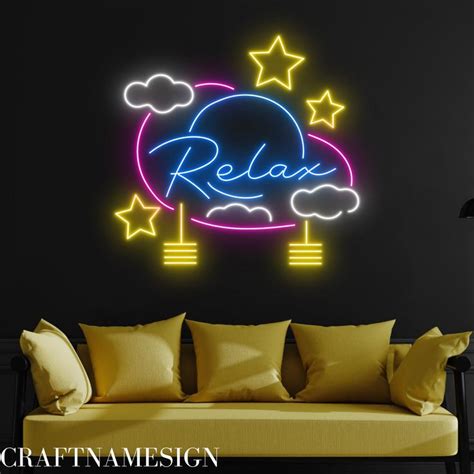 Relax Neon Sign Relax Led Sign Custom Neon Sign Star Cloud Night