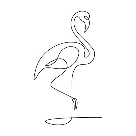 Desenho Contínuo De Uma Linha Do Pássaro Tropical Flamingo E Arte De