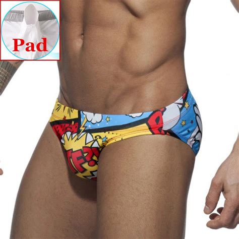 Push Up Pad Mens Swim Briefs Swimming Trunks For Man Sexy Swimwear Gay