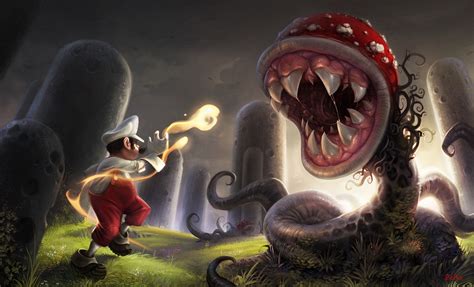 Piranha Plant Showdown Super Mario Bros Hd Wallpaper By Reiko Gross