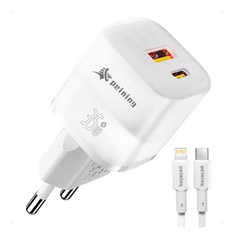 Carregador Fonte Lightning Turbo Peining 35w Usb Usb C Com Cabo Fast