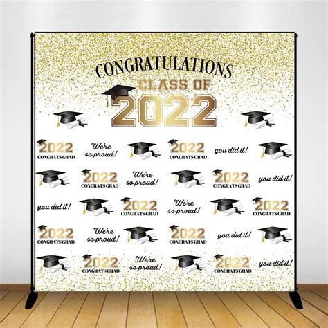 Mocsicka Class Of 2022 Backdrop Congrats Grad Gold Step