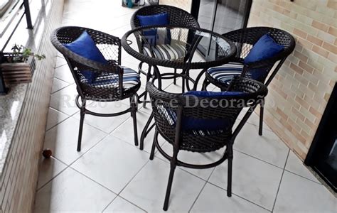 Conjunto De Mesa 4 Cadeira Jardim Varanda Fibra Sintética R 1 590 00