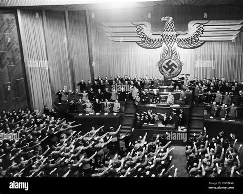 View Of The Reichstag Assembly After Hitlers Speech In Berlin On Jan