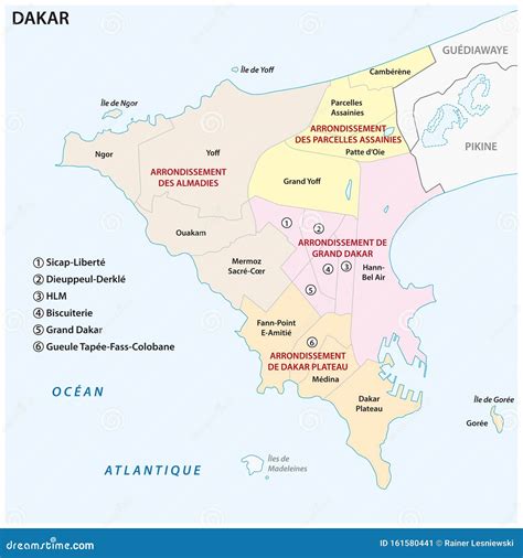 Dakar Map. Detailed Map Of Dakar City Administrative Area. Cityscape ...