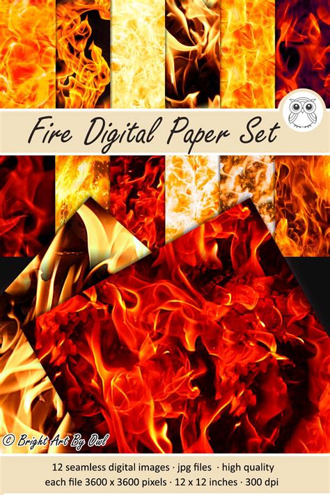 Fire Digital Paper Scrapbook Fire Photo Background Flame Seamless
