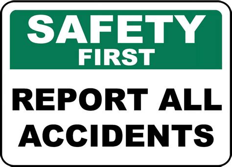 Vinyl Stickers Safety First Report All Accidents Sign H3 Safety And