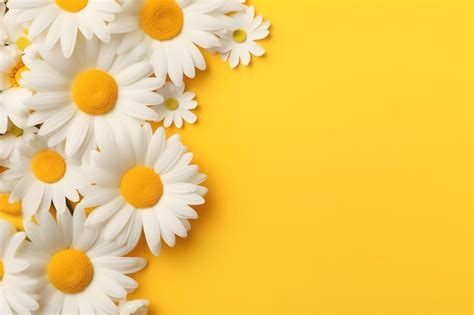 Premium Photo White Flowers On A Yellow Background