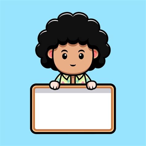 Lindo Ni O Afro Con Ilustraci N De Dibujos Animados De Cuadro De Texto