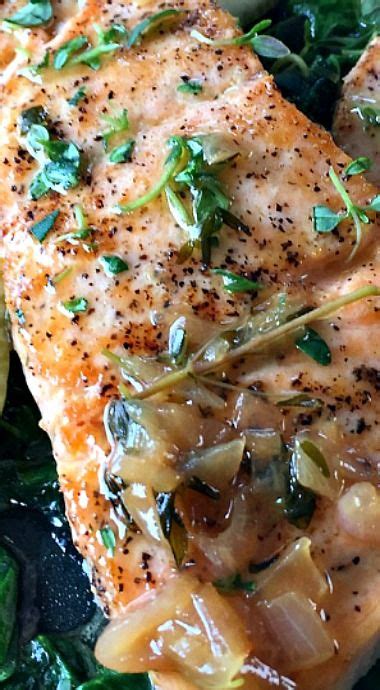 Pan Roasted Salmon With Thyme Butter Sauce Recipe Best Seafood Recipes Cooking Seafood