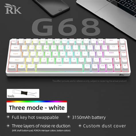 2023 New ArrivalRK G68 Hot Swappable Wireless RGB Mechanical Keyboard
