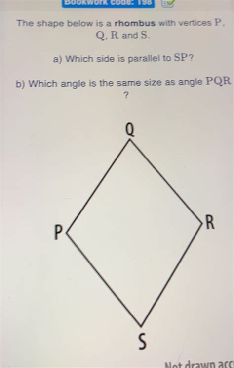 Solved Bookwork Code The Shape Below Is A Rhombus With Vertices P