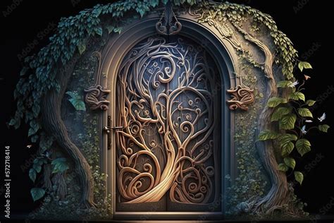 Magic Door Door To Fantasy Dimension Branch And Leaf Door Digital