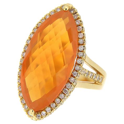 Brown Diamond Yellow Sapphire Citrin Quartz 18Kt Yellow Gold Cocktail