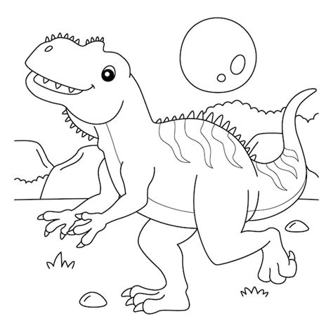 Yangchuanosaurus Coloring Page Isolée Pour Les Enfants Vecteur Premium