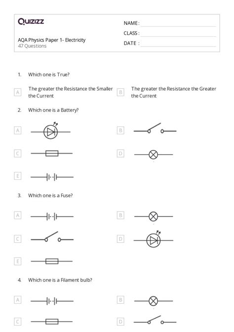 Series And Parallel Resistors Worksheets For Th Year On Quizizz