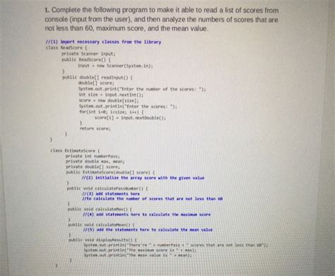 Solved Complete The Following Program To Make It Able To