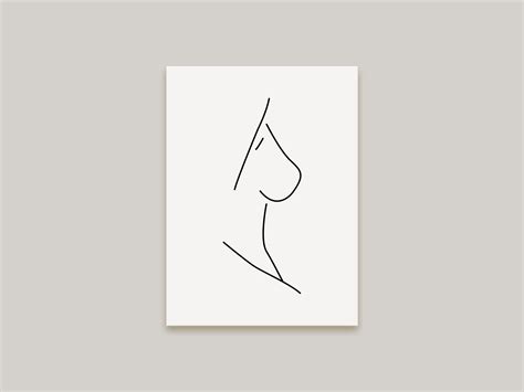 Naked Modern Printable Art Boob Line Drawing Poster Nude Breast Outline Erotic Art Print