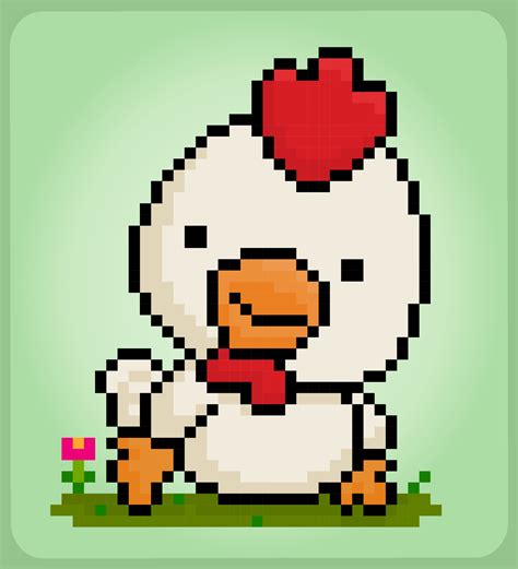 Chicken Pixel Art Cute Animal For Game Assets In Vector Illustration