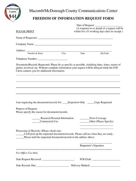 Fillable Online Foia Request Form Pdf Fax Email Print Pdffiller