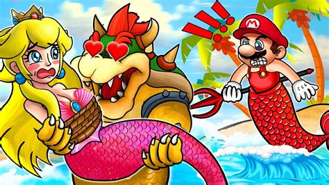 Mario Rescues The Mermaid Peach From Bowser Mario And Peach Love Story