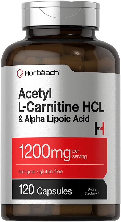 Horbaach Acetyl L Carnitine HCL y ácido alfa lipoico 1200 mg 120