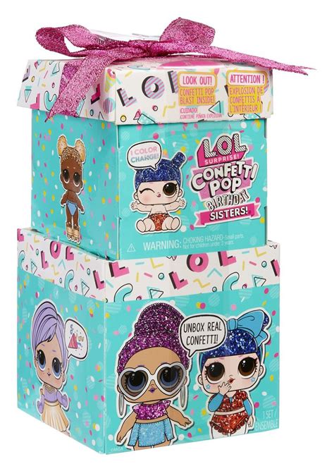 L O L Surprise Confetti Pop Birthday Sisters With Collectible Doll Lil Sister 10 Surprises