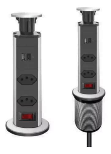 Torre De Tomada Multiplug Usb Usb C Embutir Mesa Bancada