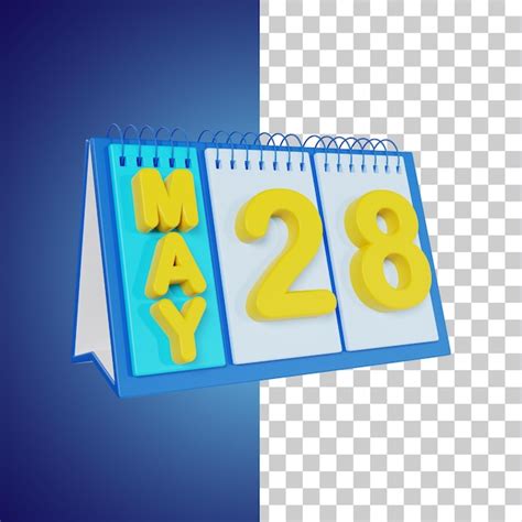 Premium PSD | Flip desk calendar 28 may 3d illustration