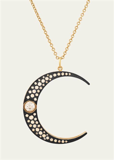 Andrea Fohrman 14k Gold Diamond Luna Moon Necklace Bergdorf Goodman