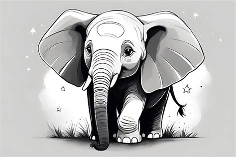 Dibujo Para Colorear Elefante Bebé Imprime Y Colorea Alta Calidad Para Adultos Foto Premium