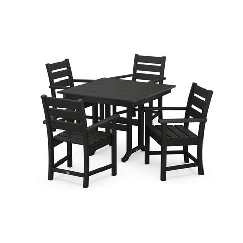 Polywood Grant Park Black 5 Piece Plastic Dining Outdoor Patio Set With