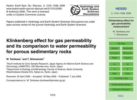 Klinkenberg Effect For Gas Permeability Measurement Hessd