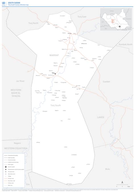 South Sudan Tonj South County Reference Map As Of March 2020 Ocha