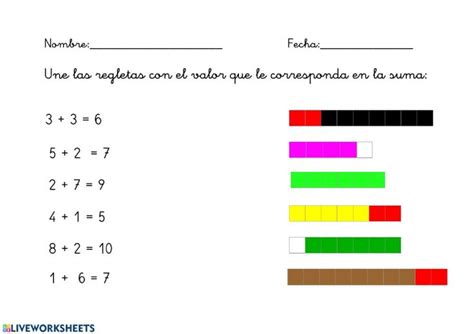 Regletas Sumas Ficha Interactiva Regletas Material Didactico Para